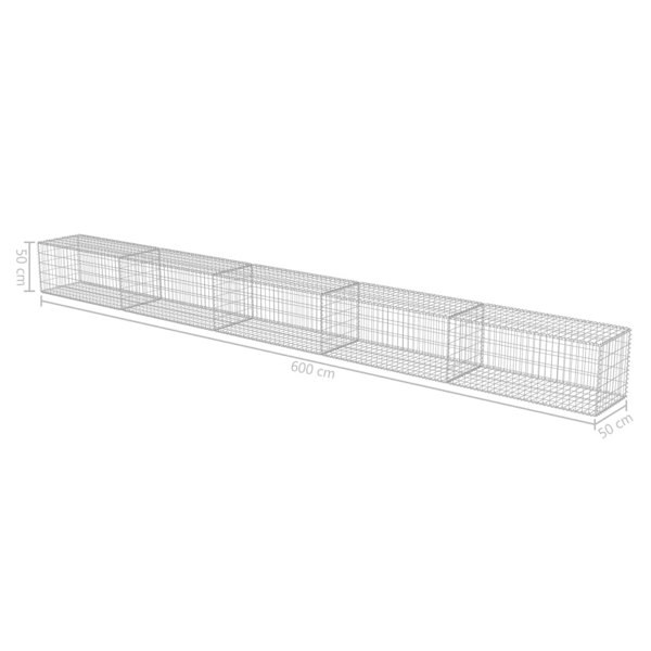 Berkfield Gabion Wall with Covers Galvanised Steel 600x50x50 cm