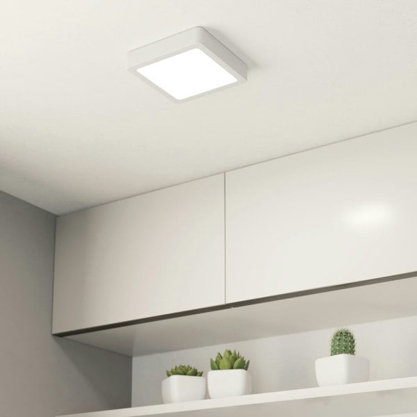EGLO Fueva 6 Ultra-Slim White Square LED Ceiling Light WBS