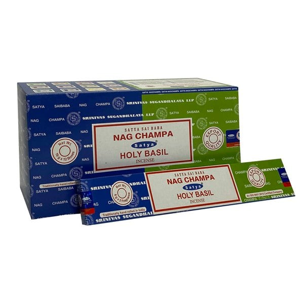 Serano Set of 12 Packets of Combo Satya Incense - Nag Champa Holy Basil