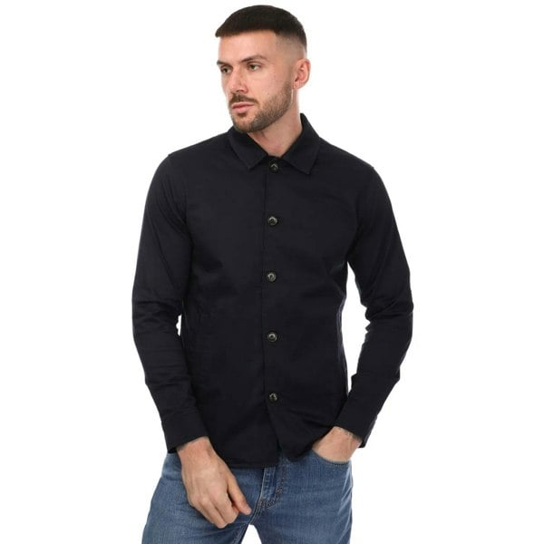 Mercery Mens Sateen Stretch Overshirt - Navy