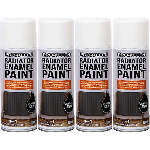 ProKleen Anthracite Satin Heat Resistant Radiator Enamel Paint 400ml x4