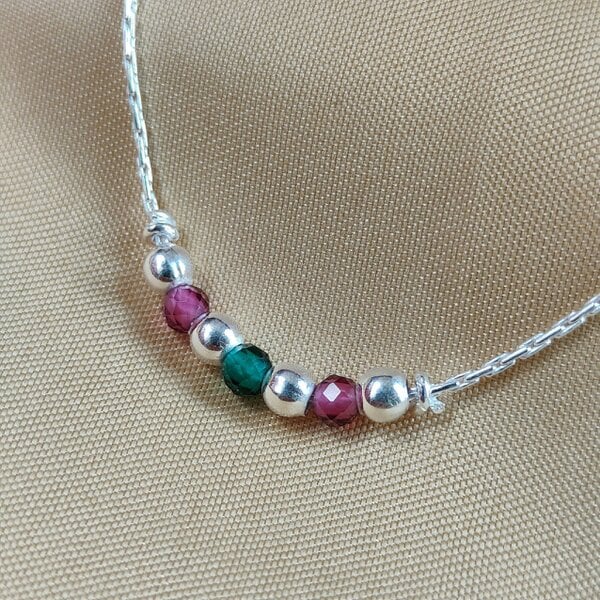 The Colourful Aura Sterling Silver black beaded Summer Indie Boho Indian Payal Anklet - 2 Pcs