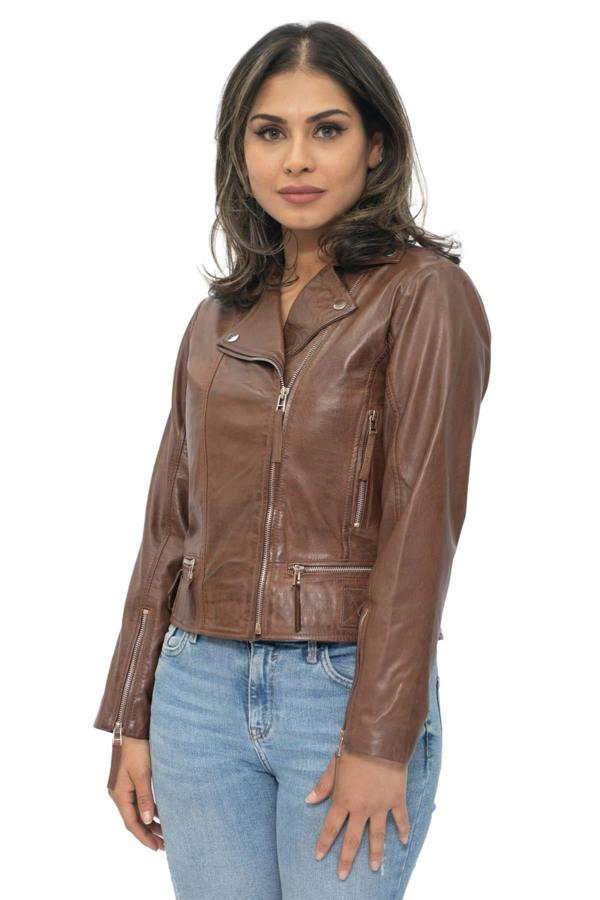 Infinity Leather Womens Leather Biker Jacket-Stockholm