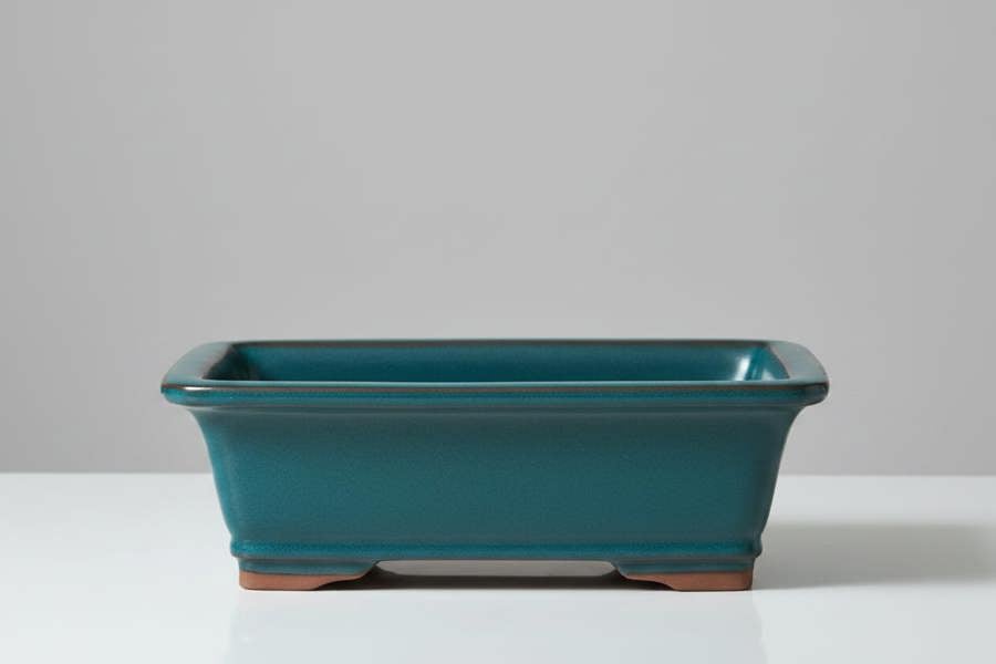 Yorkshire Bonsai 31cm Glazed Bonsai Pot | Rectangle | 31cm x 26cm x 10cm | Blue