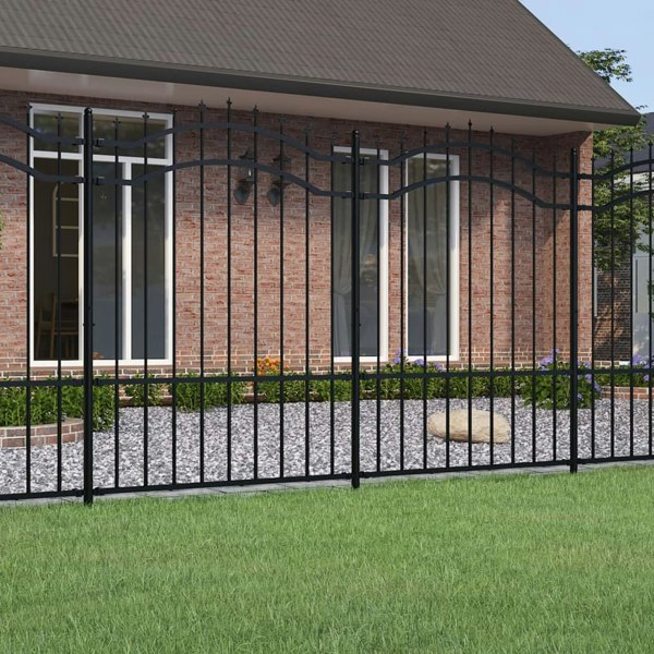 Berkfield Garden Fence with Spear Top Black 190 cm Powder-coated Steel