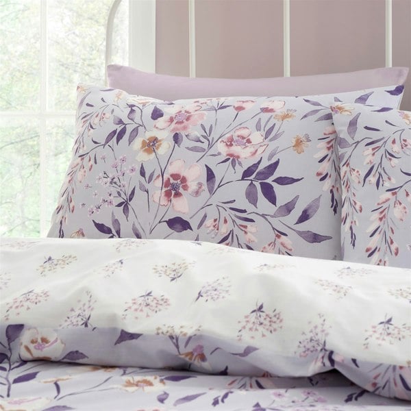 Catherine Lansfield Isadora Floral Lilac Duvet Cover Set