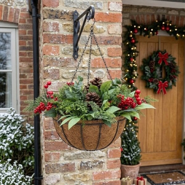 Garden Greatness Seasonal Greenery Christmas Hanging Basket