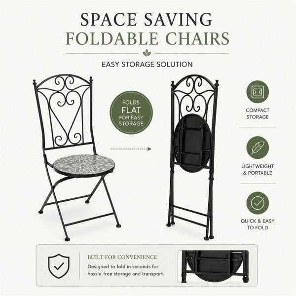 60cm Leaf Mosaic Bistro Set image 3