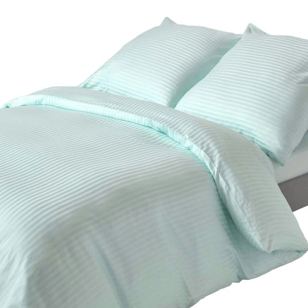 HOMESCAPES Silky 330 TC Egyptian Cotton Satin Stripe Duvet Cover Set, European Size