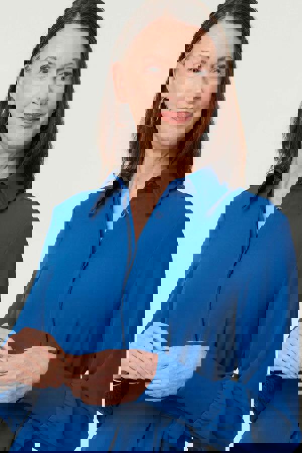 Blue | Tie Waist Long Sleeve Midi Shirt Dress