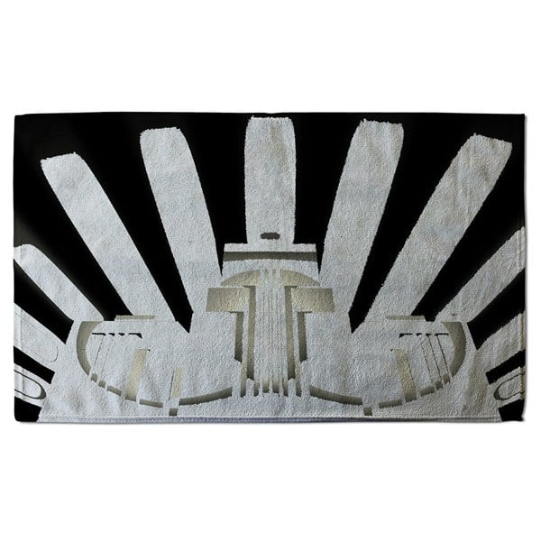 Benjamin Tate Design Art Deco Skyscraper in Black & White (Bath Towel)