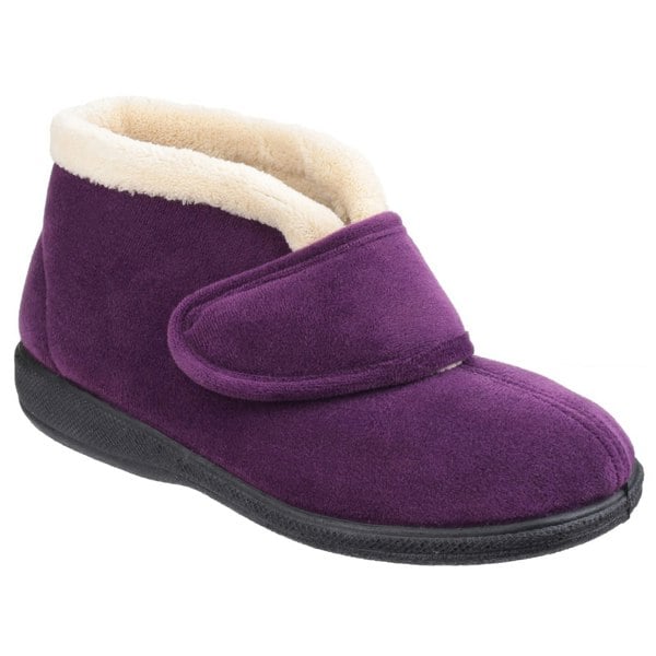 Fleet & Foster Womens/Ladies Levitt Touch Fasten Slippers - Plum