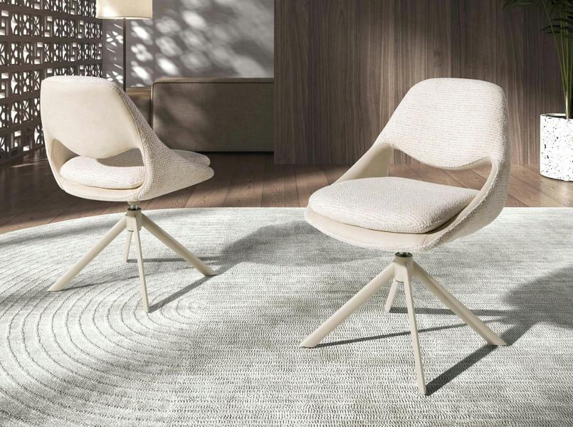 Angel Cerdá Swivel chair in off-white and cream fabric 4246