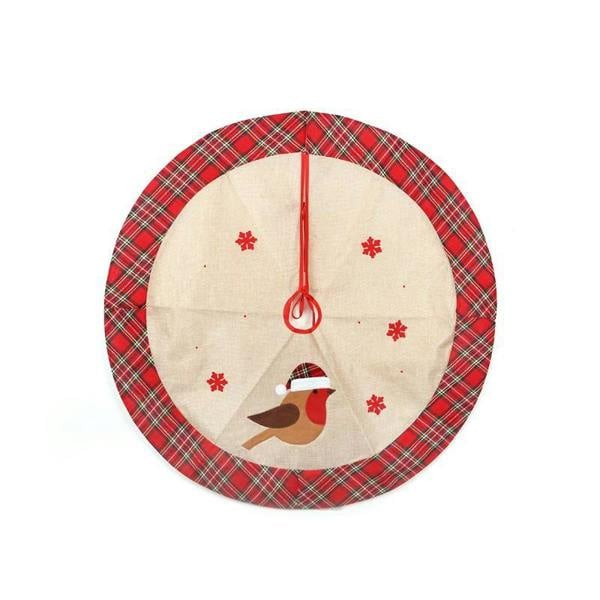 40cm Robin Christmas Tree Skirt in Thick Hessian with Double-Layer Finish image 1