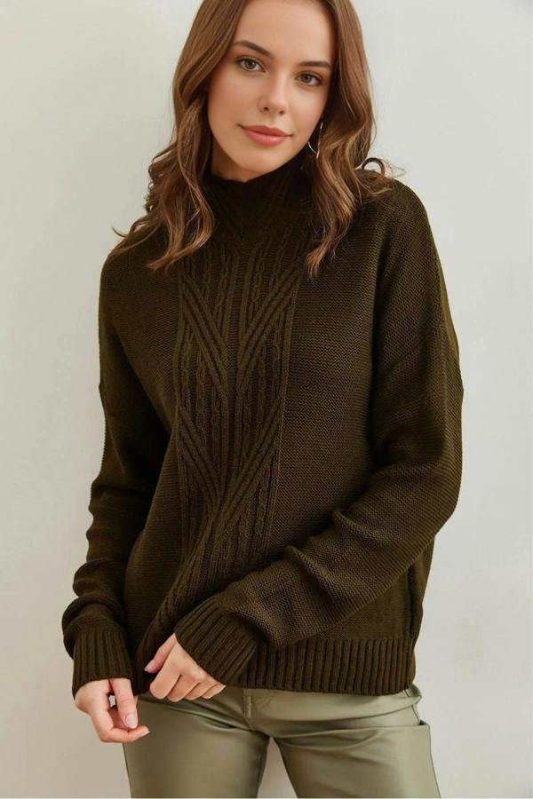 Hoxton Gal High-Neck Cable Knit Sweater