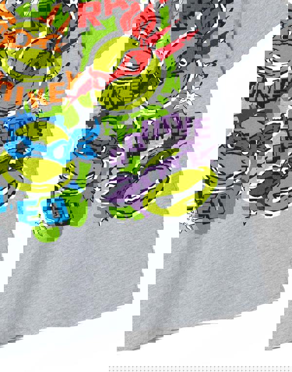 Teenage Mutant Ninja Turtles Unisex Kids Grey Doodle Ninja Faces Short Sleeved T-Shirt