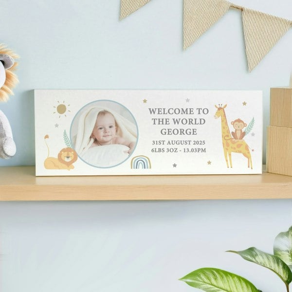 Personalised Memento Company Personalised Safari Animals Photo Upload Wooden Ornament
