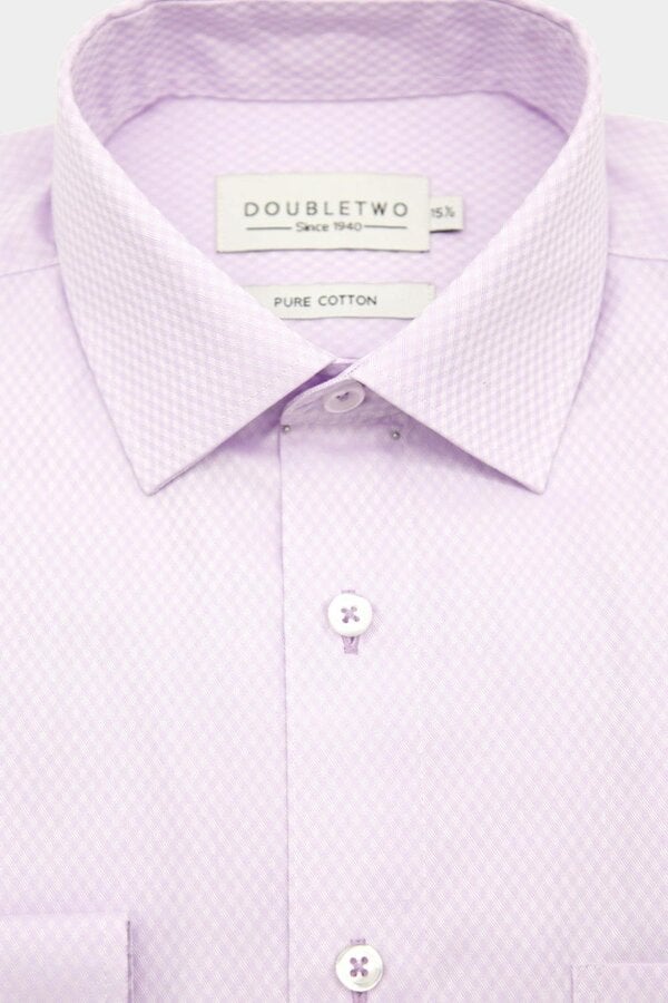 Lilac Textured Cotton Long Sleeve Shirt