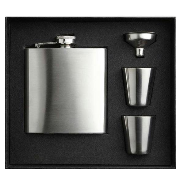 MidOcean Slimmy Flask Hip Flask Set - Matt Silver - 