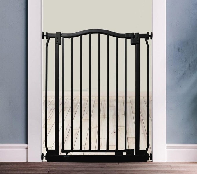 Safetots Curved Top Safety Gate, 71cm - 80cm, Matt Black, Pressure Fit Stair Gate