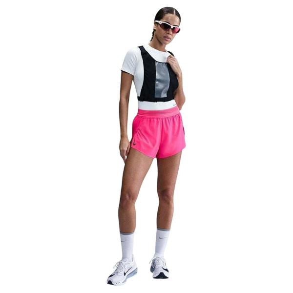 Nike Womens/Ladies Aero Swift Pleated Mid Rise Running Shorts - Hyper Pink - 