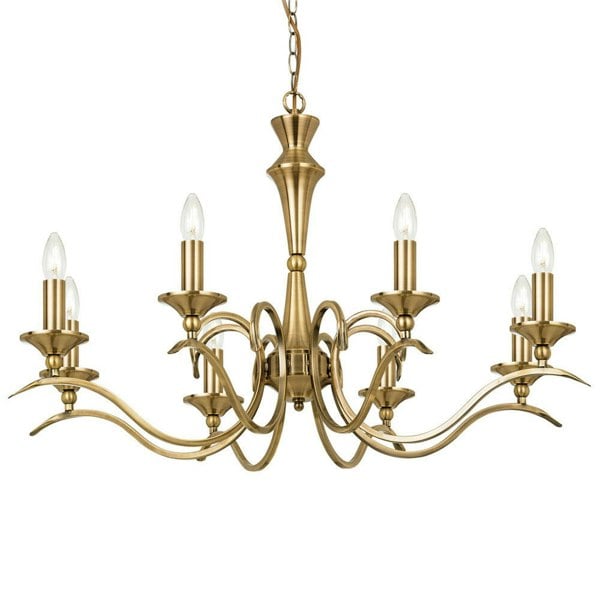 Hanging Flush Ceiling Pendant 8 Light ANTIQUE BRASS Chandelier Lamp Bulb Holder Loops