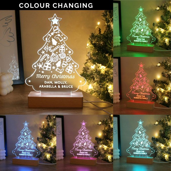 Personalised Memento Company Personalised Christmas Tree Wooden Based LED Light