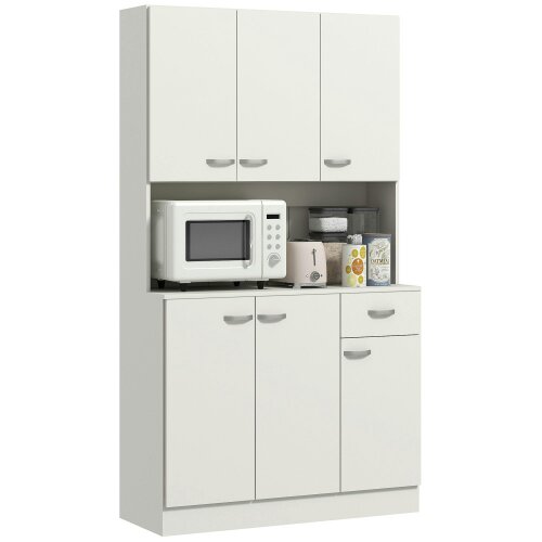 Wyld Haus Rasu 180cm Wooden White Freestanding Kitchen Pantry Storage Cabinet Pantry