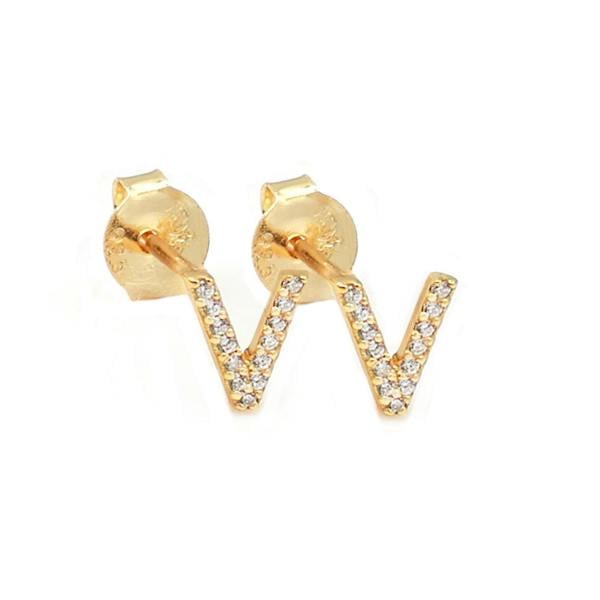 Say It With Dainty Initial Earring Pair - Yellow Gold