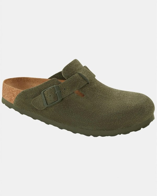 Birkenstock Boston Suede Leather Womens Clogs - Thyme