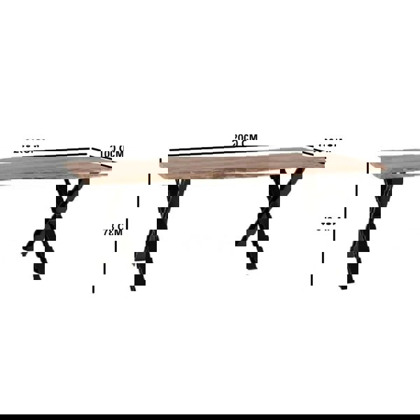 IH Design Oakland Large Acacia Wood Dining Table With Cross Metal Legs 6-8 SEATER - Natural