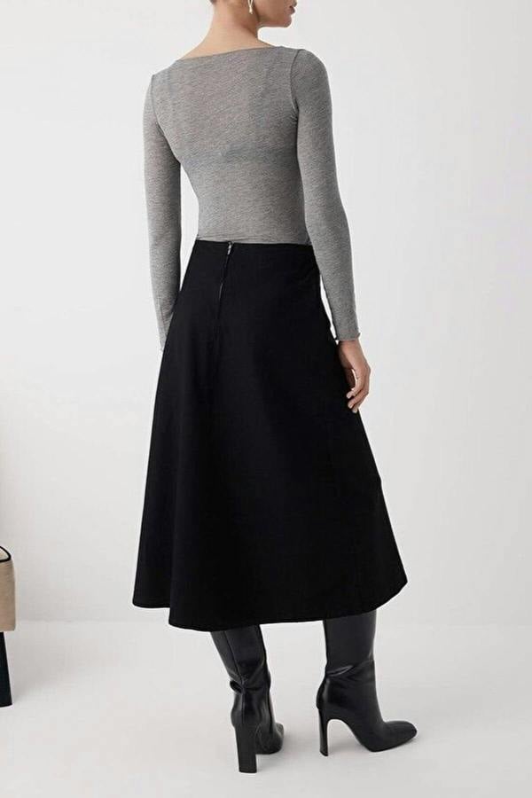 WOVCOR Belted Maxi Denim Skirt