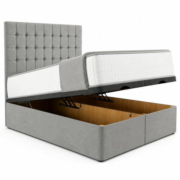 Great British Beds Glasgow Divan Ottoman Bed - Silver Plush