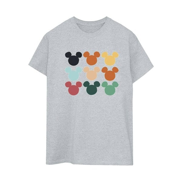 Disney Womens/Ladies Mickey Mouse Heads Square Cotton Boyfriend T-Shirt - Sports Grey