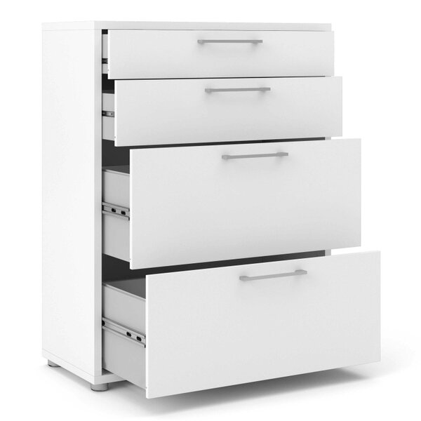Wyld Haus Dris White Wooden Office Storage 2 Drawers + 2 File Drawers