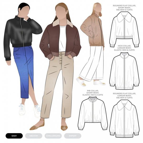Style Arc Sewing Pattern Sid Bomber Jacket - Jackets for Women - Easy