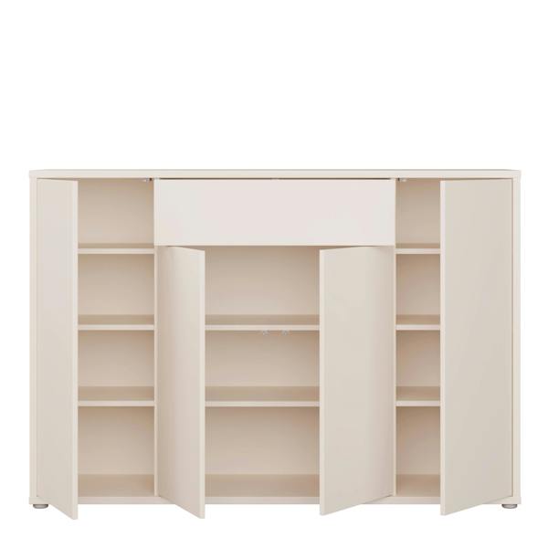 Furniture To Go Alice Springs Shoe Cabinet with 4 Doors Push-to-Open & 1 Drawer Push-to-Open in Sand