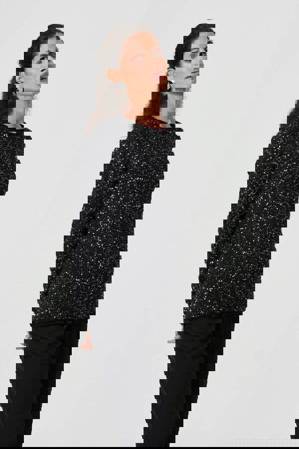 Black | Sparkly Embellished Slim Jumper
