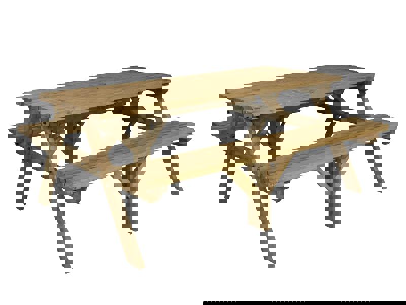 Fortem Pub-Style Picnic Table and Benches Set – Rustic Finish Wooden Outdoor Dining Set for Gardens, Patios, and Pubs