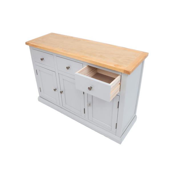 Cabinet Bits Loreo Light Grey 3 Drawer 3 Door Sideboard Brass Knob