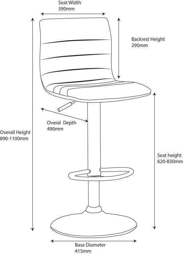 Lamboro Aldo Swivel Kitchen Barstool with Adjustable Height and Chrome Base