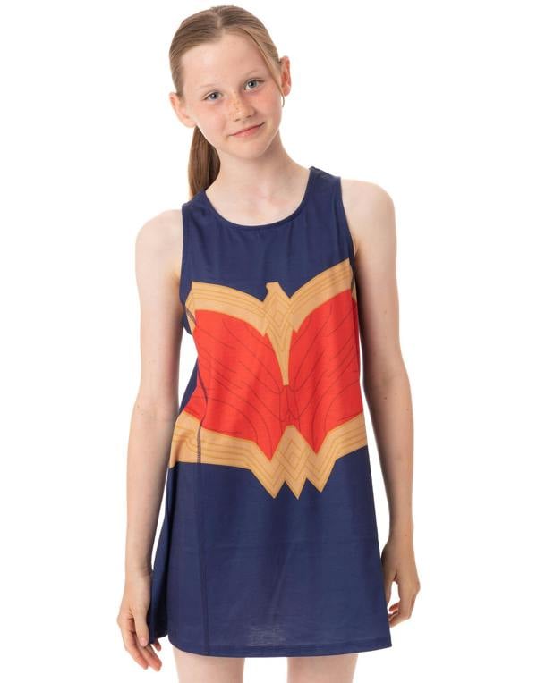 DC Comics Girls Blue Logo Sleeveless Skater Dress