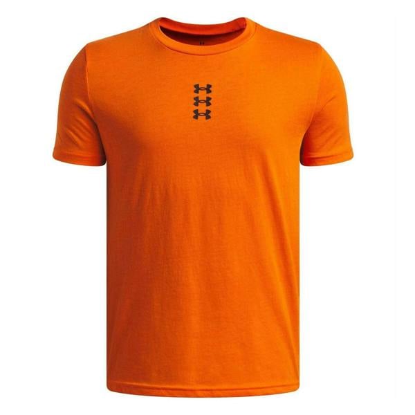 Under Armour Childrens/Kids Performance Triple Logo Basketball T-Shirt - Orange/Black - 