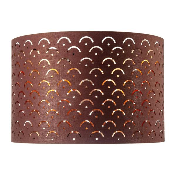 Chocolate Brown Cotton Fabric Lamp Shade with Geometric Arch Pattern Image 4