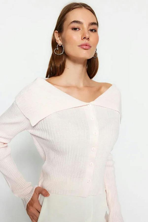 Hoxton Gal Draped Collar Knit Cardigan