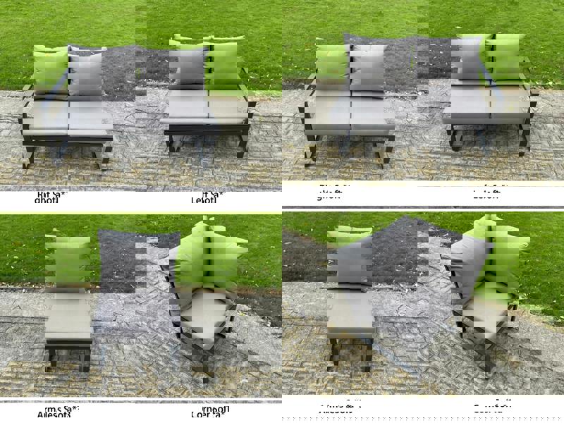 Fimous 7 Seater Aluminium Garden Furniture Set with Cushions, Patio Furniture Set with Adjustable Rising Dining Table - Dark Grey