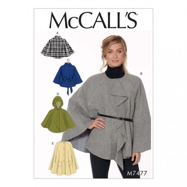 McCalls 7477 Paper Sewing Pattern – Women's Cape, Easy