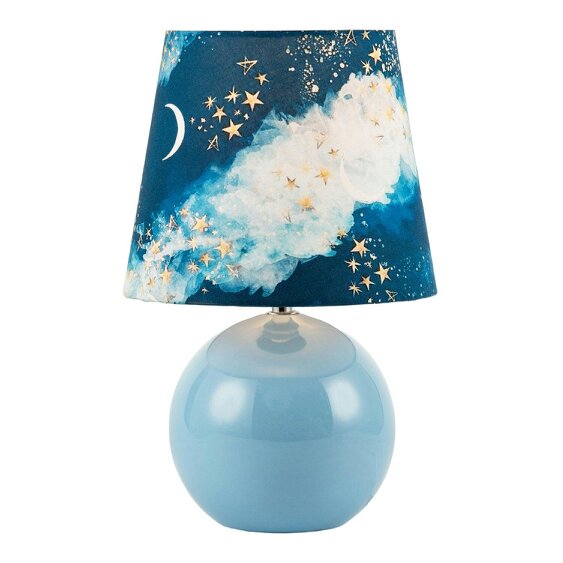 Happy Homewares Cute Celestial Lamp with Sky Blue Base and Shade with Moons and Stars