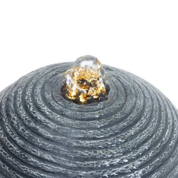 Navy Sphere Electric Fountain Water Feature with LED Light Fountains & Waterfalls Living and Home