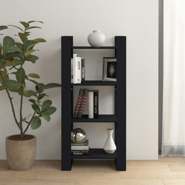 Berkfield Book Cabinet/Room Divider Black 60x35x125 cm Solid Wood